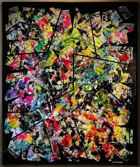 Tableau « Le chaos des couleurs » aux touches multicolores, artiste peintre dans le Golfe de Saint-Tropez – ACR Provence