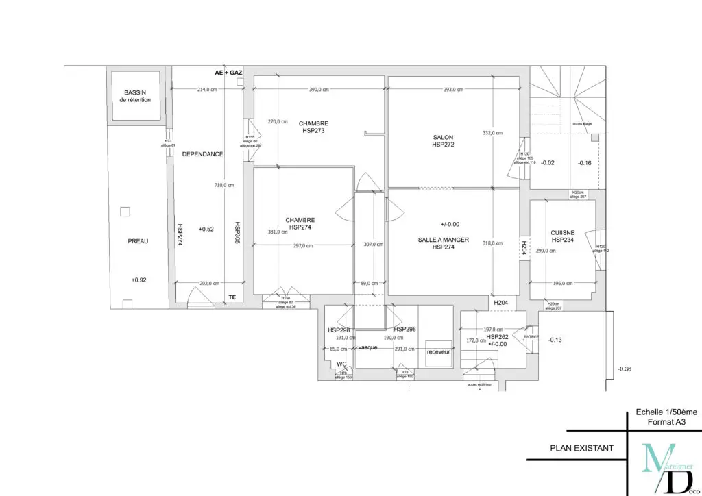 Plan architectural existant de la maison avant rénovation